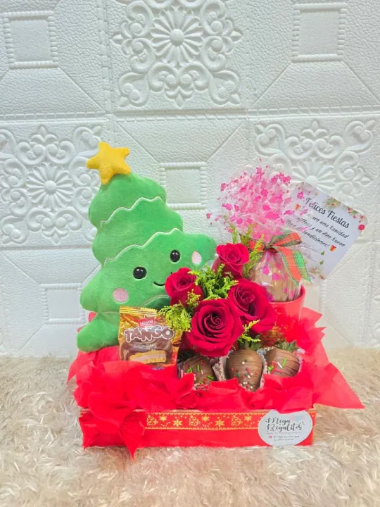 Regalo de navidad con fresas y peluche — 5
