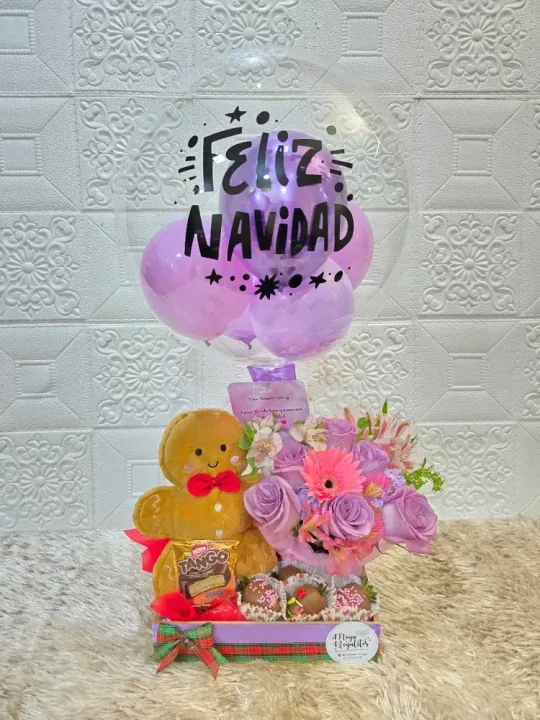 Regalo de navidad con flores — 1